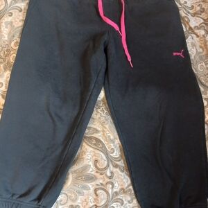 Puma Capri Dark Blue Joggers with Pink Accents